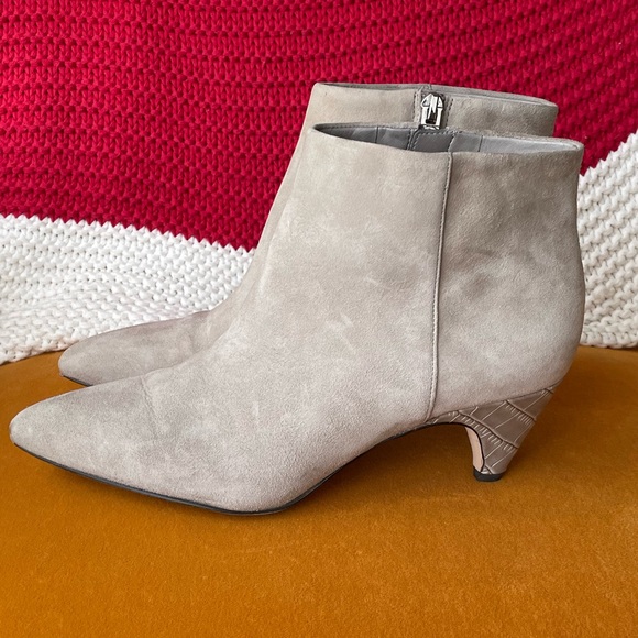 Sam Edelman Shoes - Sam Edelman “Kinsey” Grey Suede Kitten Heel Boots - Size 7.5